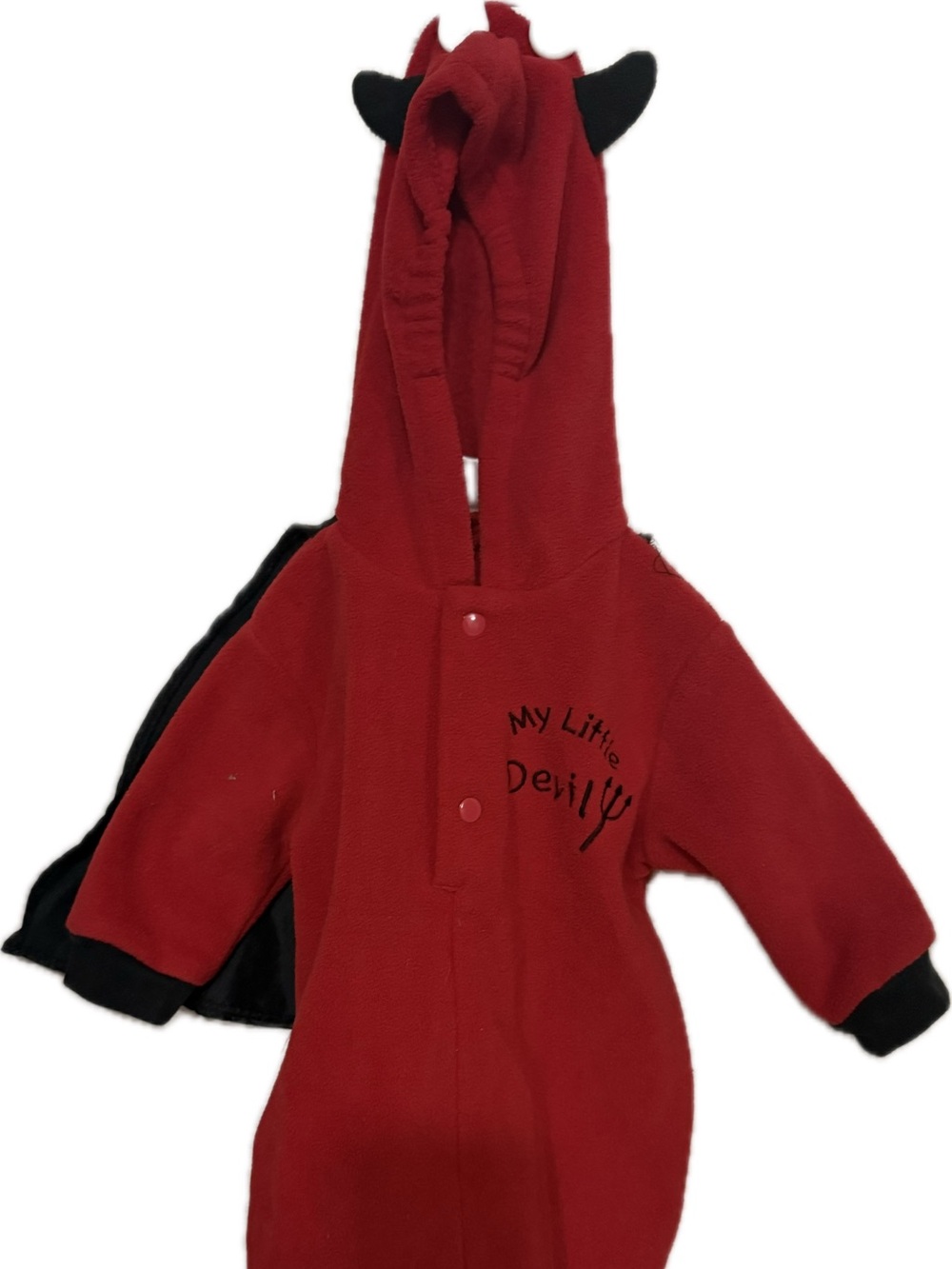 Red Hooded Baby Onesie "My Little Devil"